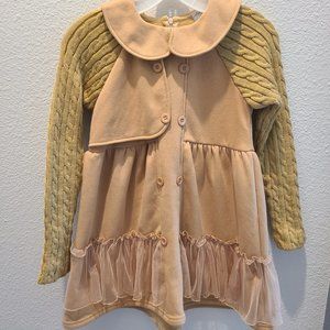 Trish Scully child boutique long sleeve heavy collared dress brown size 12